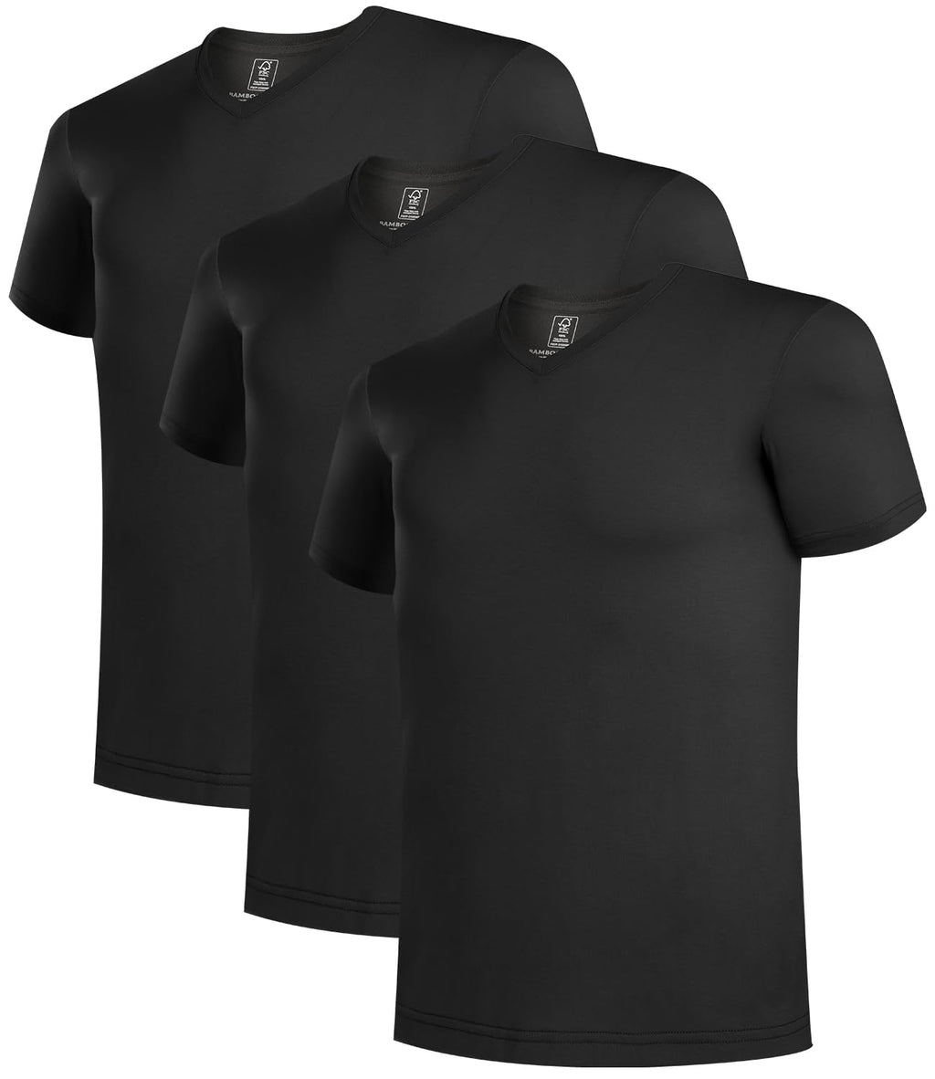 BAMBOO COOL Mens Undershirts Pack, Soft T Shirts for Men, Moisture Wicking Tees, Stretchy Breathable Crew Neck Inner Shirt