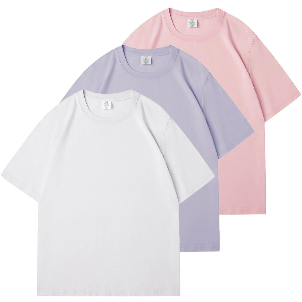 KEEPSHOWING Men's Cotton T-Shirts Oversized Unisex Short Sleeve Crew Neck Loose Basic Tops Solid Athletic Tee