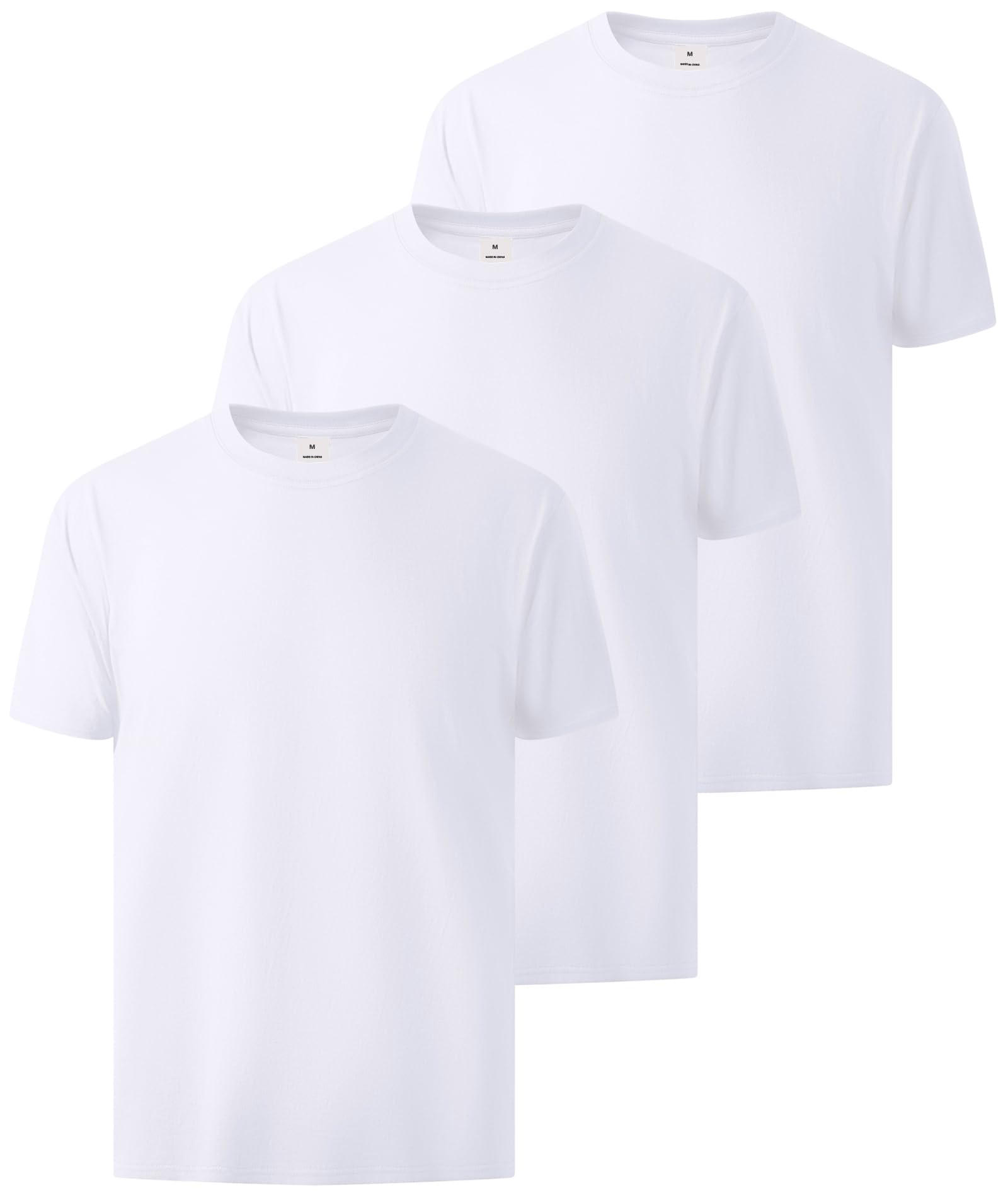 100% Cotton Men's Plain Short Sleeve Crew Neck T-Shirt, Regular Fit Casual T Shirt Tops, Basic Tees, Tshirt