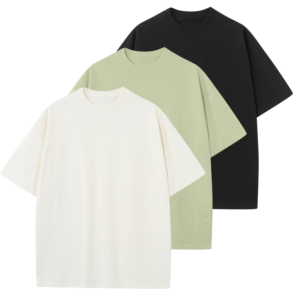KEEPSHOWING Men's Cotton T-Shirts Oversized Unisex Short Sleeve Crew Neck Loose Basic Tops Solid Athletic Tee
