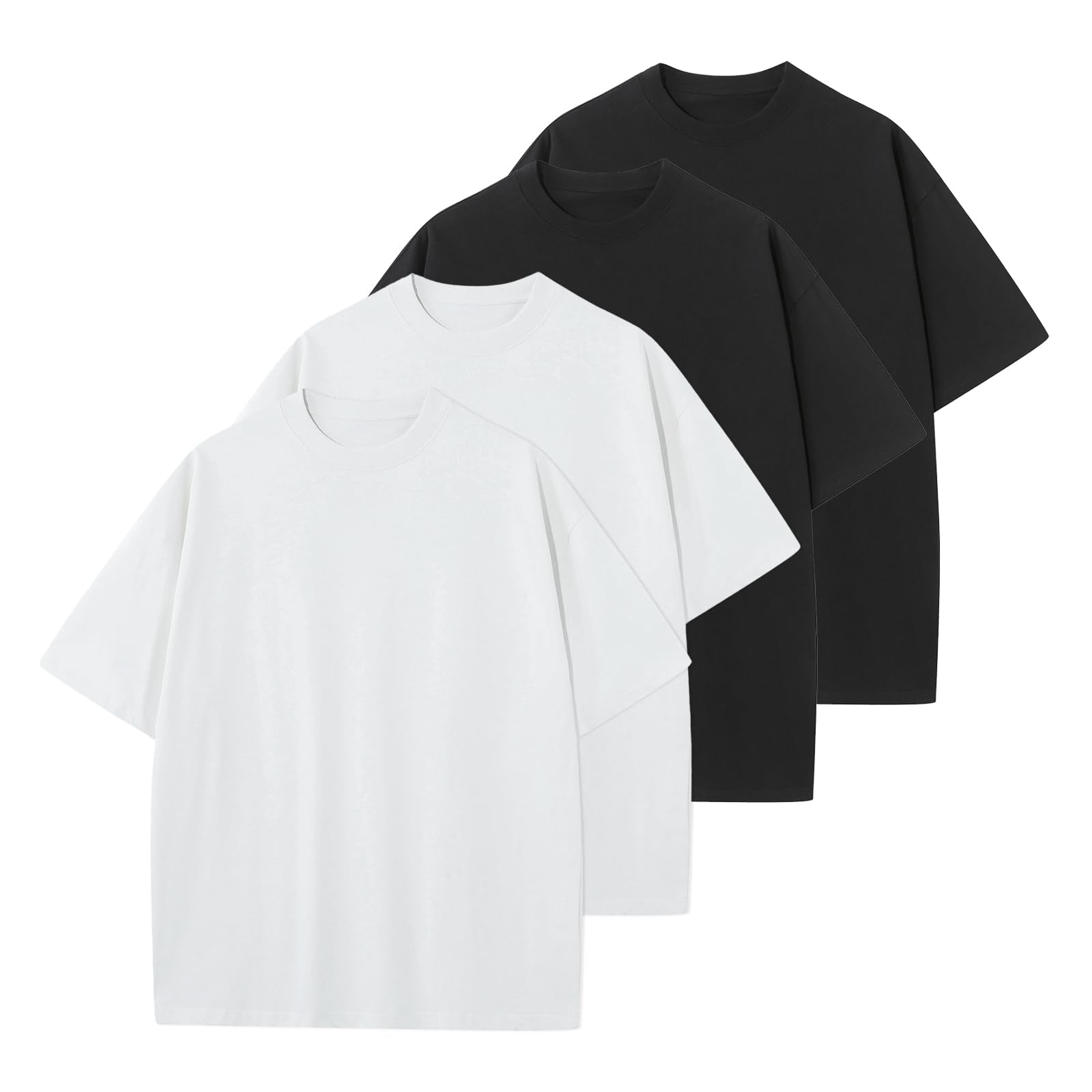 KEEPSHOWING Men's Cotton T-Shirts Oversized Unisex Short Sleeve Crew Neck Loose Basic Tops Solid Athletic Tee