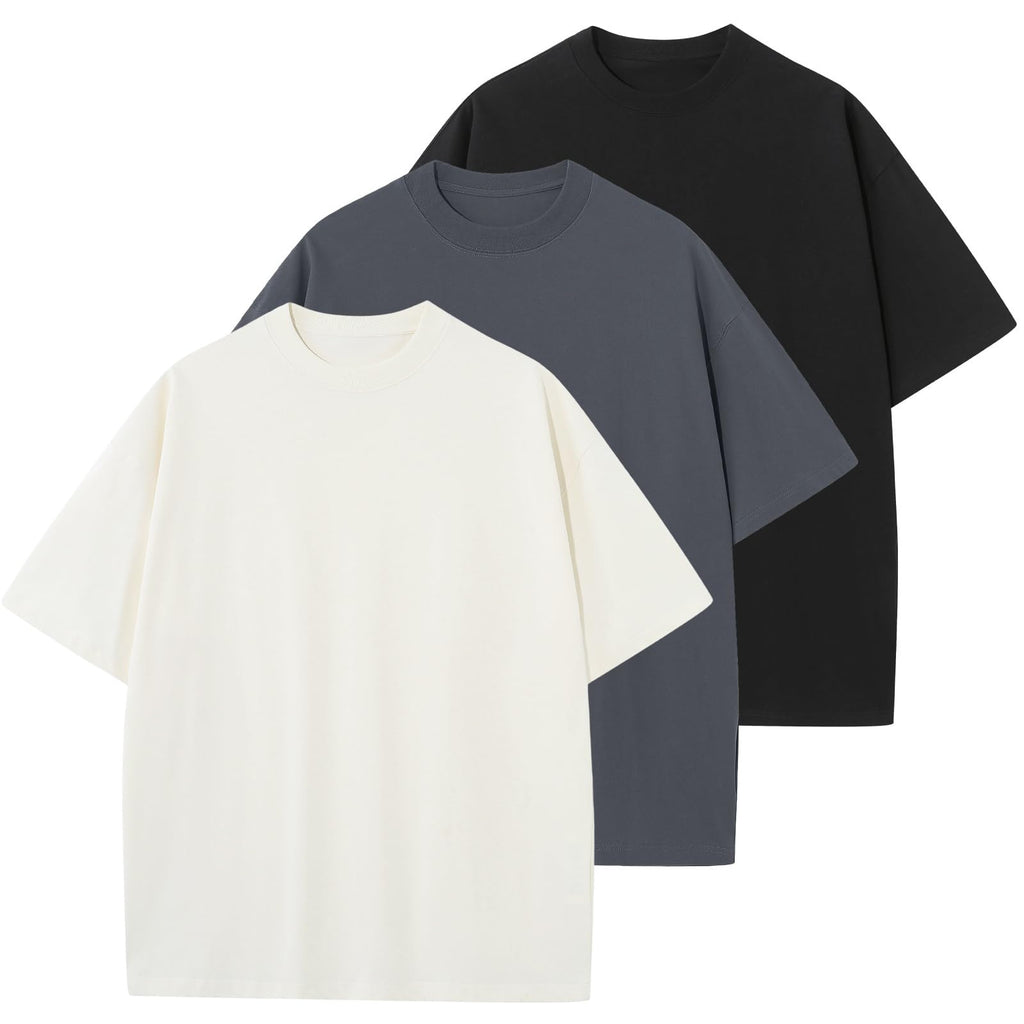 KEEPSHOWING Men's Cotton T-Shirts Oversized Unisex Short Sleeve Crew Neck Loose Basic Tops Solid Athletic Tee