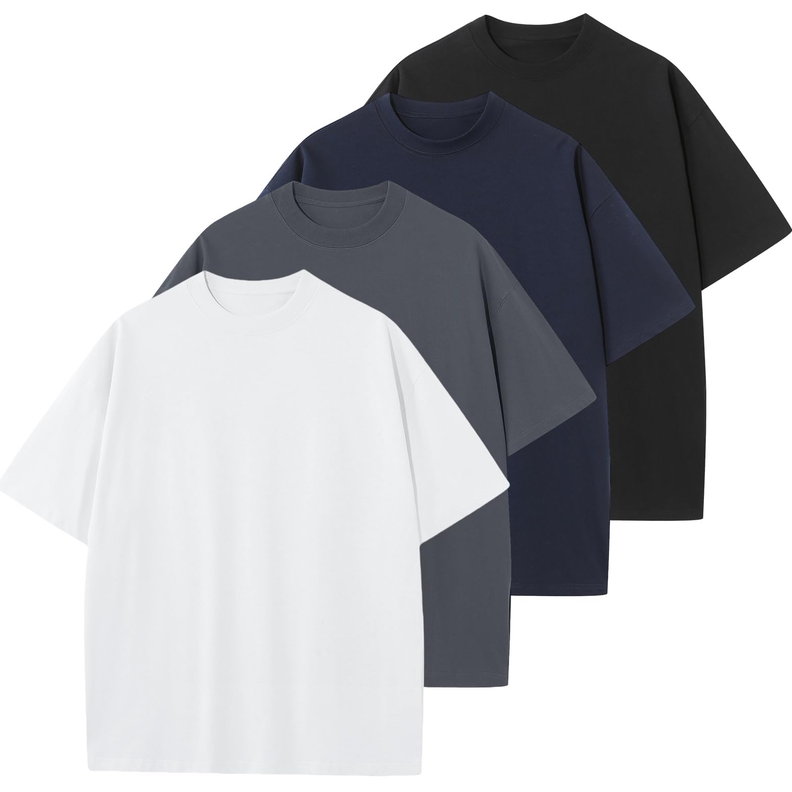 KEEPSHOWING Men's Cotton T-Shirts Oversized Unisex Short Sleeve Crew Neck Loose Basic Tops Solid Athletic Tee