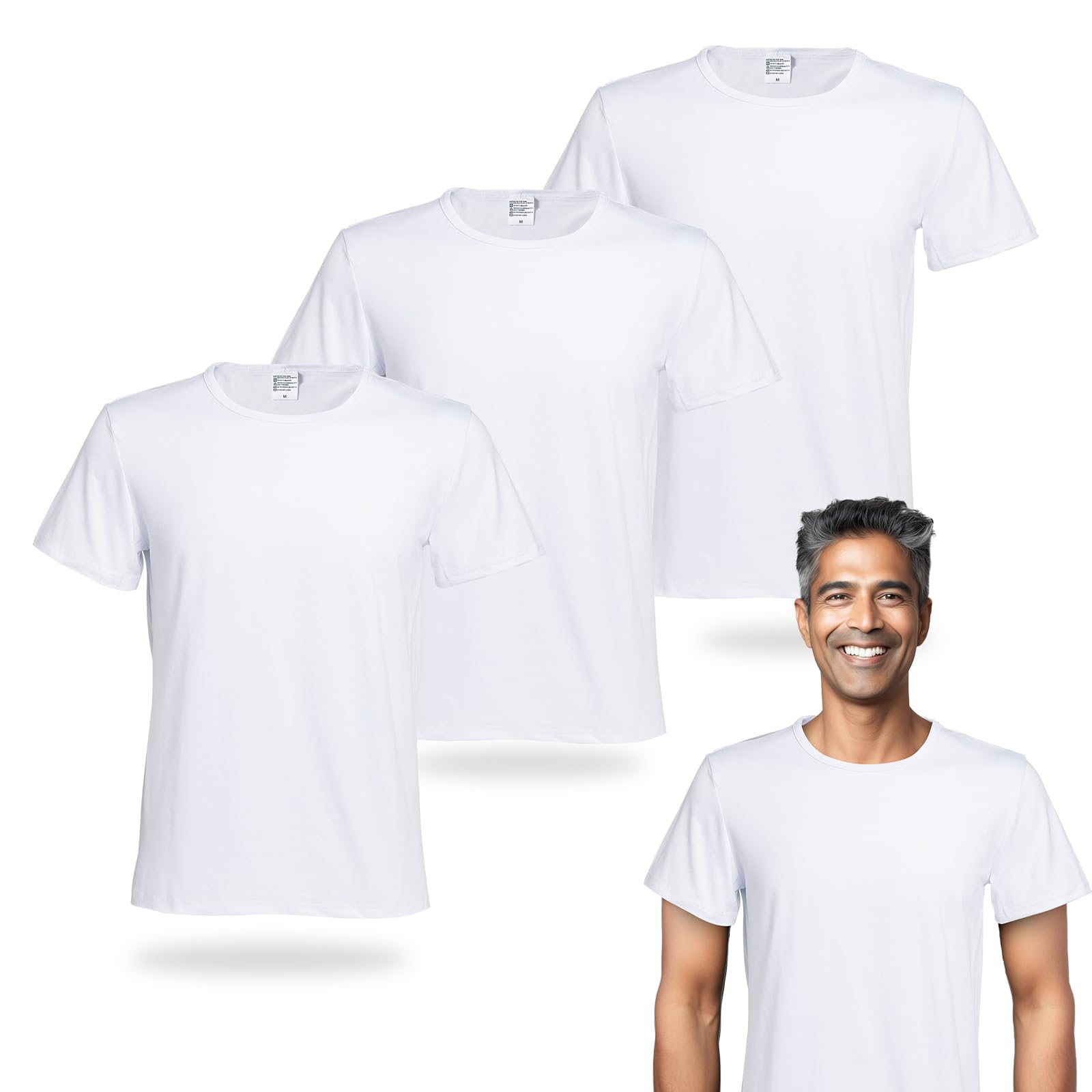 ORJ 5 PCS Unisex Sublimation Blank T Shirt White Polyester Shirts Crew Neck Short Sleeve for Sublimation T Shirt