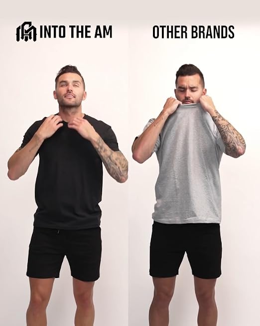 INTO THE AM Mens T Shirts Soft Cotton Blend Crew Neck Tee S - 4XL Athletic Fit Plain Casual T-Shirt for Men