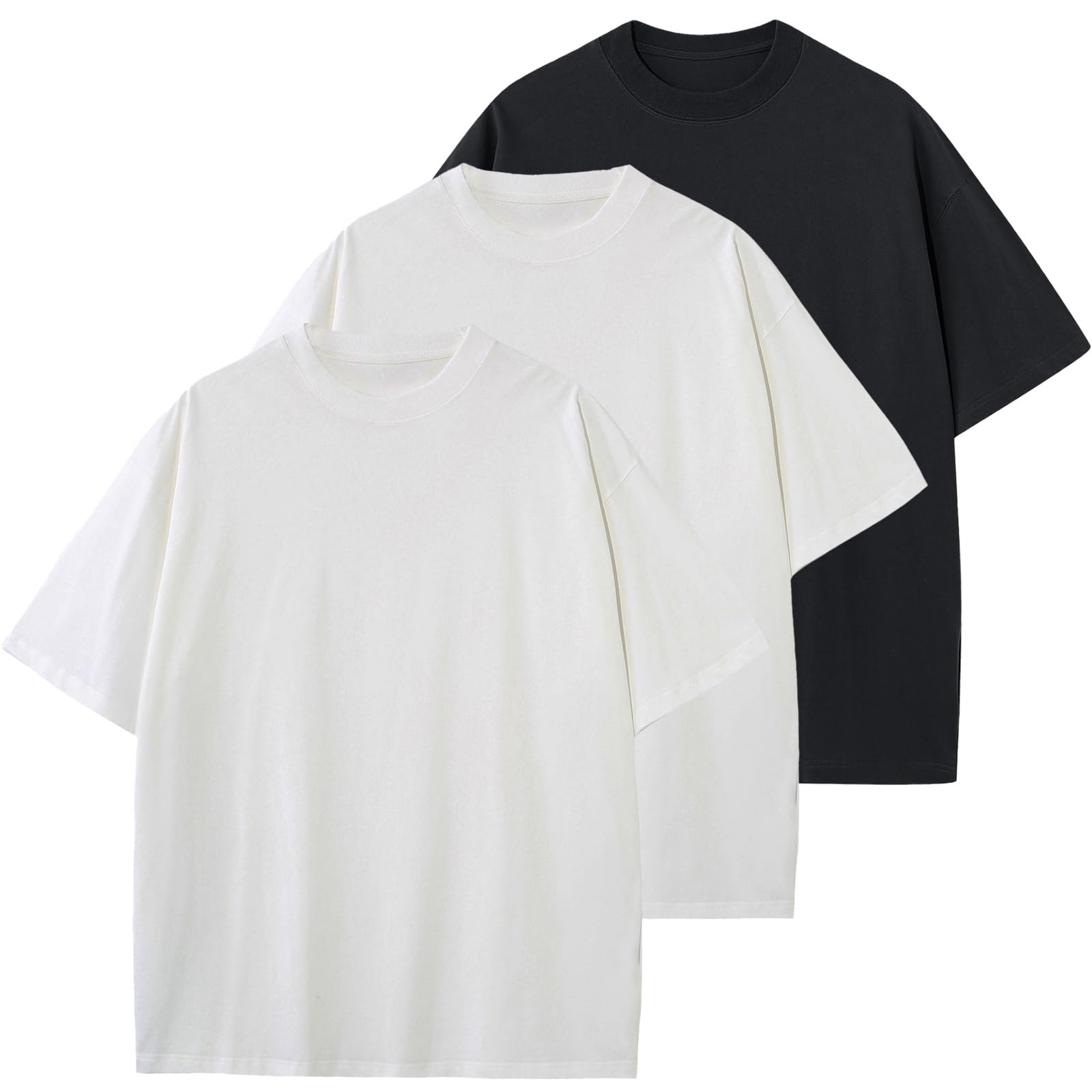 KEEPSHOWING Men's Cotton T-Shirts Oversized Unisex Short Sleeve Crew Neck Loose Basic Tops Solid Athletic Tee