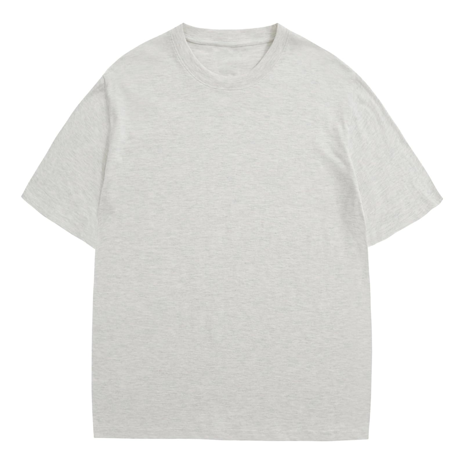 KEEPSHOWING Men's Cotton T-Shirts Oversized Unisex Short Sleeve Crew Neck Loose Basic Tops Solid Athletic Tee
