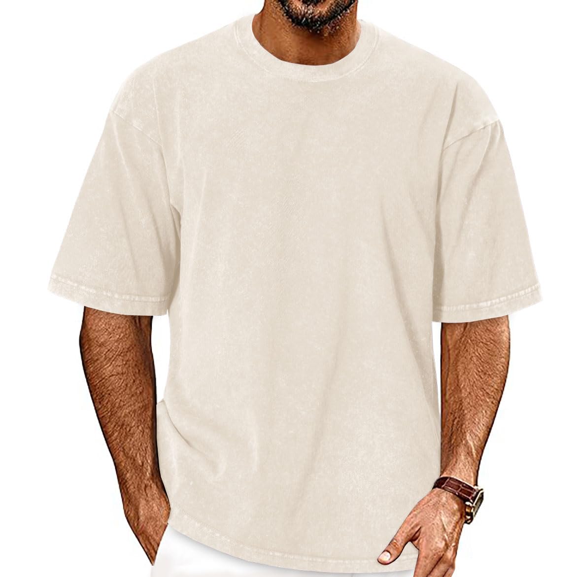 Mens Oversized T-Shirts Fashion Loose Fit Crewneck Tshirt Streetwear Heavyweight Short Sleeve Gym Workout Tops