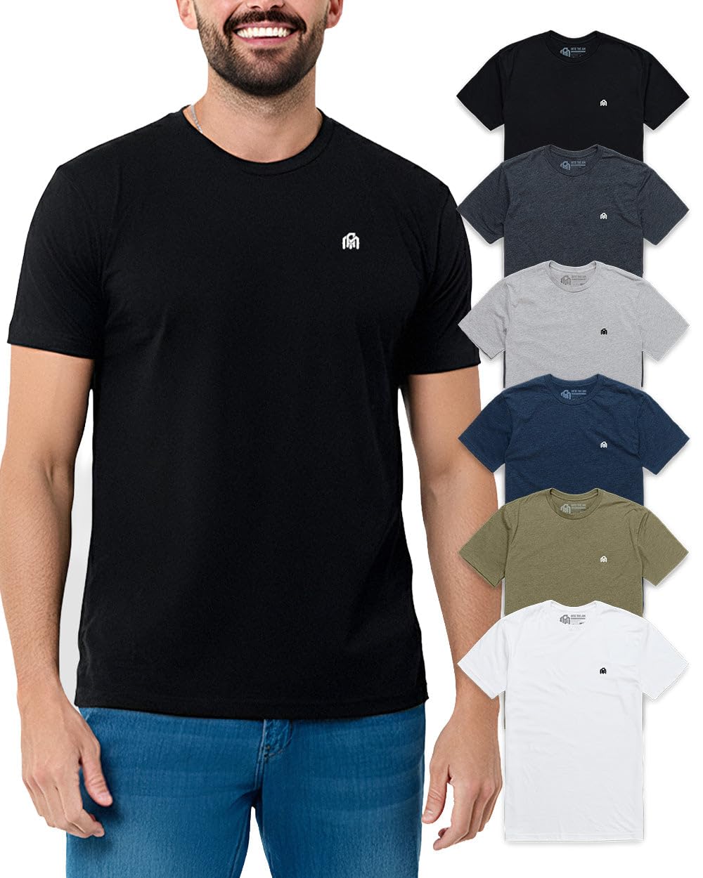 INTO THE AM Mens T Shirts Soft Cotton Blend Crew Neck Tee S - 4XL Athletic Fit Plain Casual T-Shirt for Men