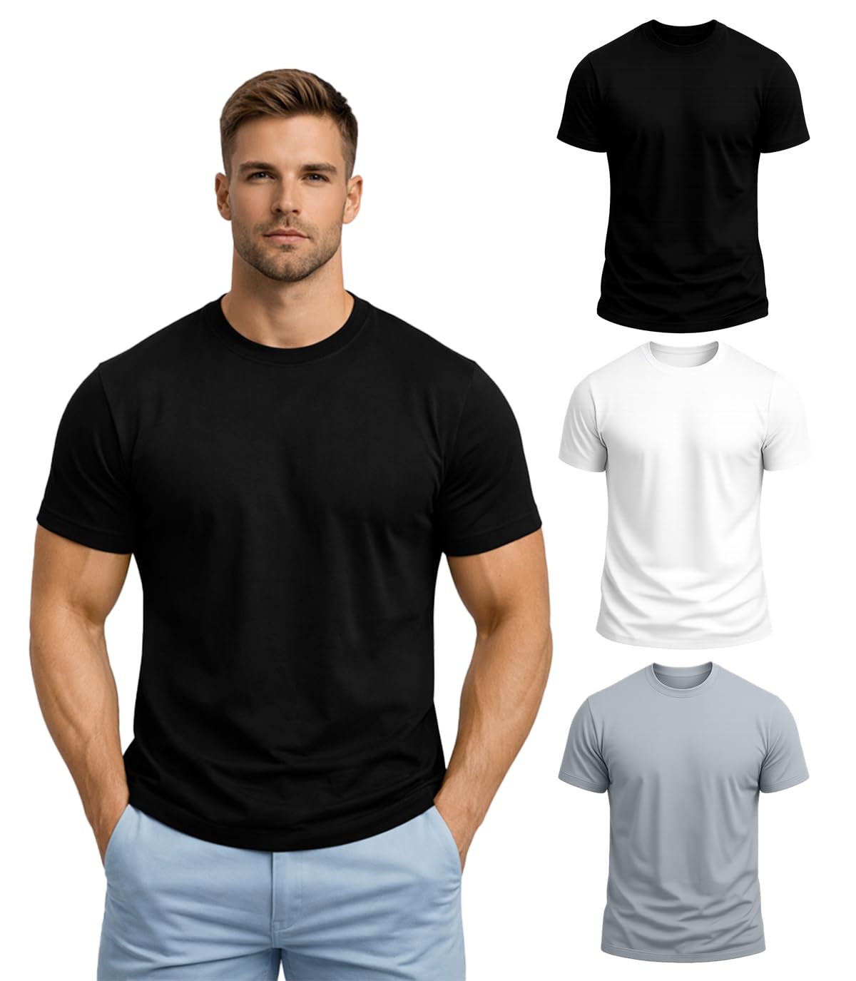 Hanes Men's Originals Lightweight T-Shirt, Crewneck T-Shirts for Men, Tri-Blend Tee