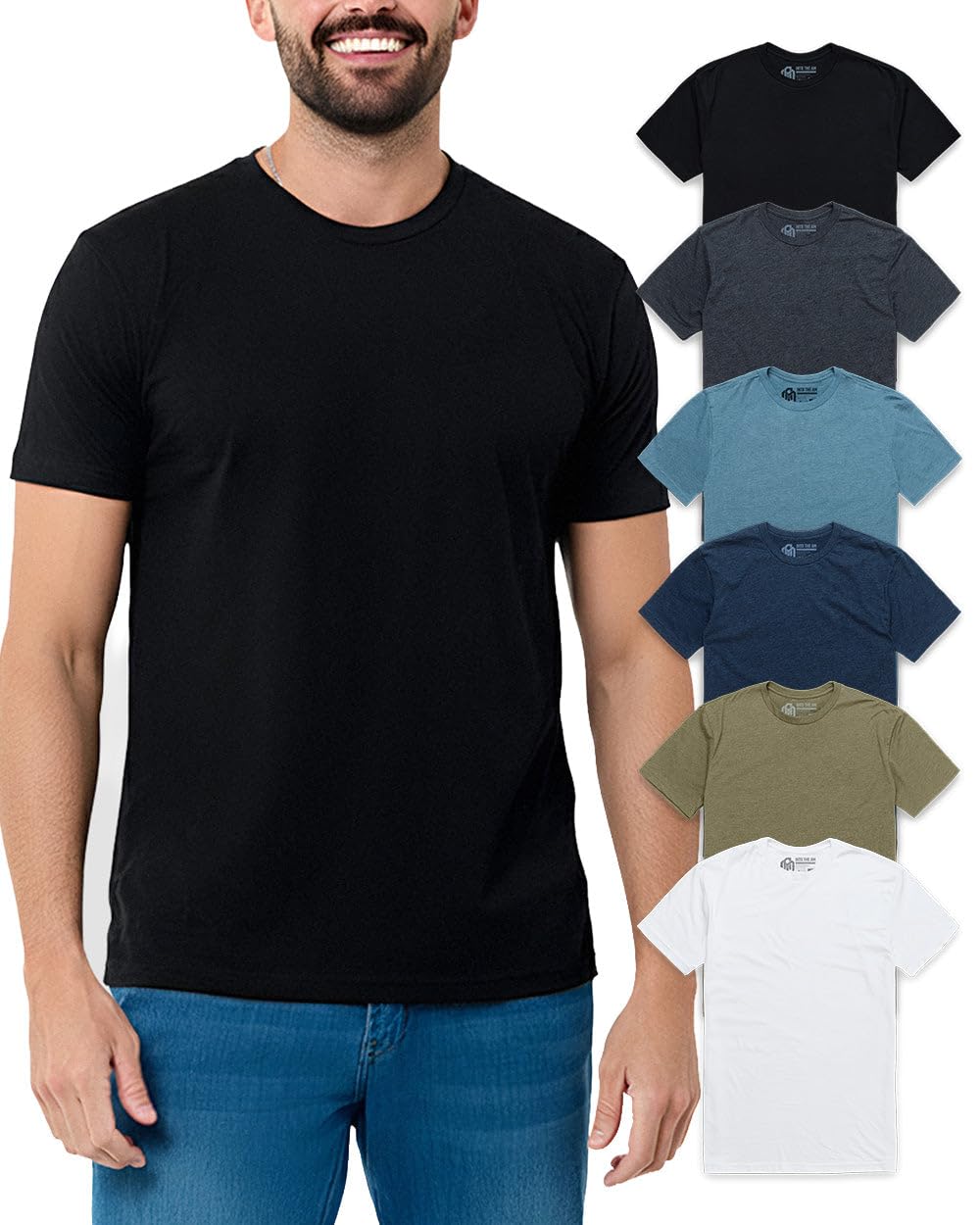 INTO THE AM Mens T Shirts Soft Cotton Blend Crew Neck Tee S - 4XL Athletic Fit Plain Casual T-Shirt for Men
