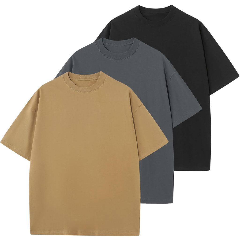 KEEPSHOWING Men's Cotton T-Shirts Oversized Unisex Short Sleeve Crew Neck Loose Basic Tops Solid Athletic Tee