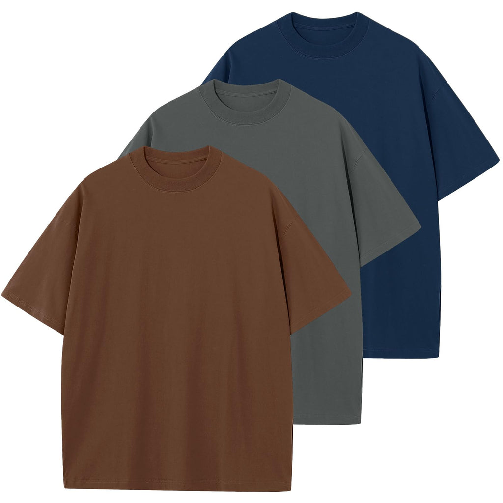 KEEPSHOWING Men's Cotton T-Shirts Oversized Unisex Short Sleeve Crew Neck Loose Basic Tops Solid Athletic Tee