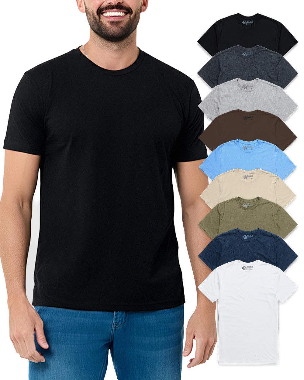 INTO THE AM Mens T Shirts Soft Cotton Blend Crew Neck Tee S - 4XL Athletic Fit Plain Casual T-Shirt for Men