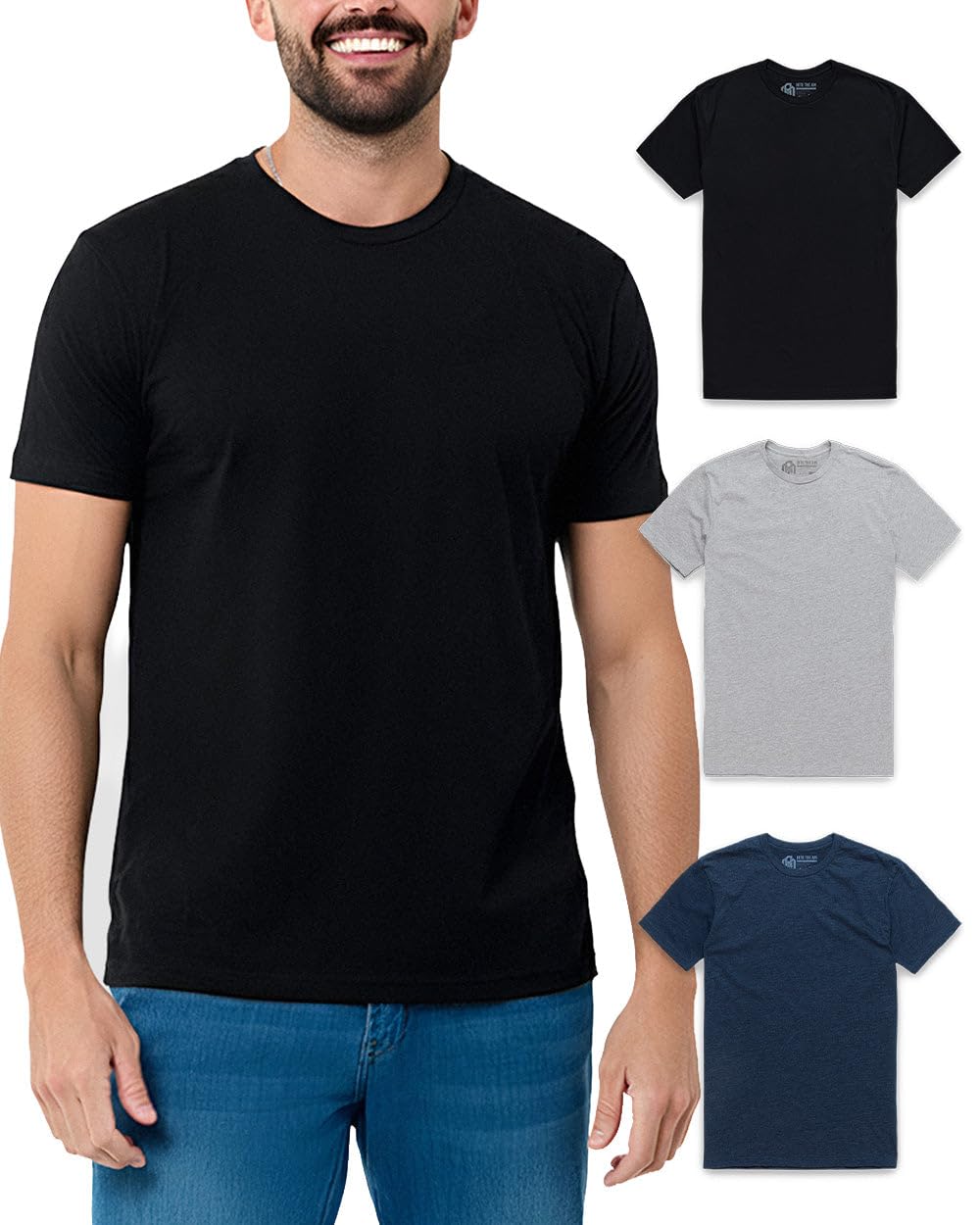 INTO THE AM Mens T Shirts Soft Cotton Blend Crew Neck Tee S - 4XL Athletic Fit Plain Casual T-Shirt for Men