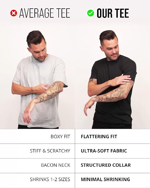 INTO THE AM Mens T Shirts Soft Cotton Blend Crew Neck Tee S - 4XL Athletic Fit Plain Casual T-Shirt for Men