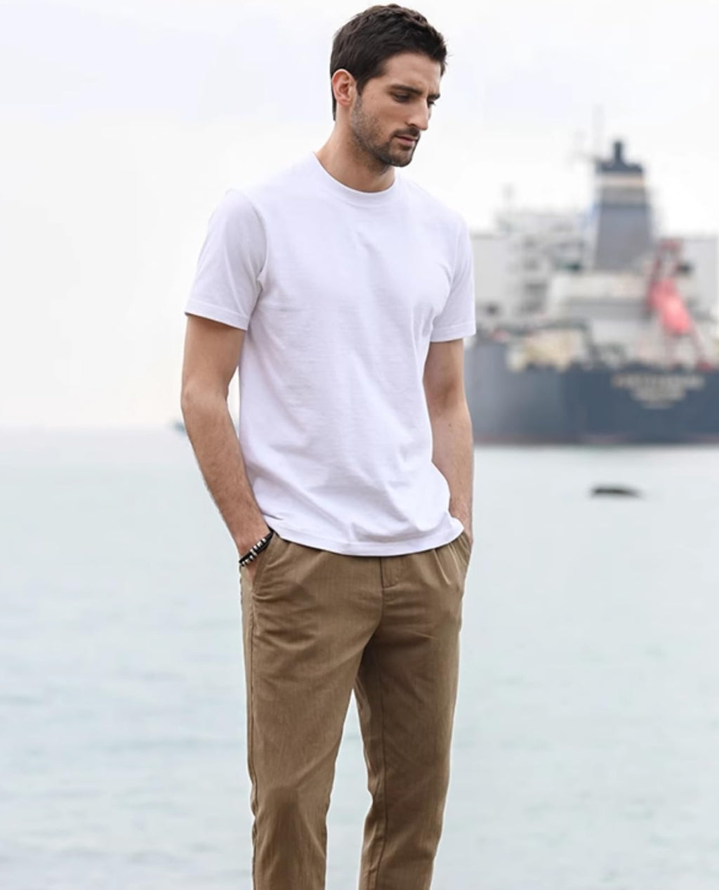 100% Cotton Men's Plain Short Sleeve Crew Neck T-Shirt, Regular Fit Casual T Shirt Tops, Basic Tees, Tshirt