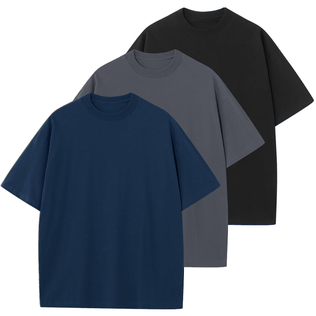 KEEPSHOWING Men's Cotton T-Shirts Oversized Unisex Short Sleeve Crew Neck Loose Basic Tops Solid Athletic Tee