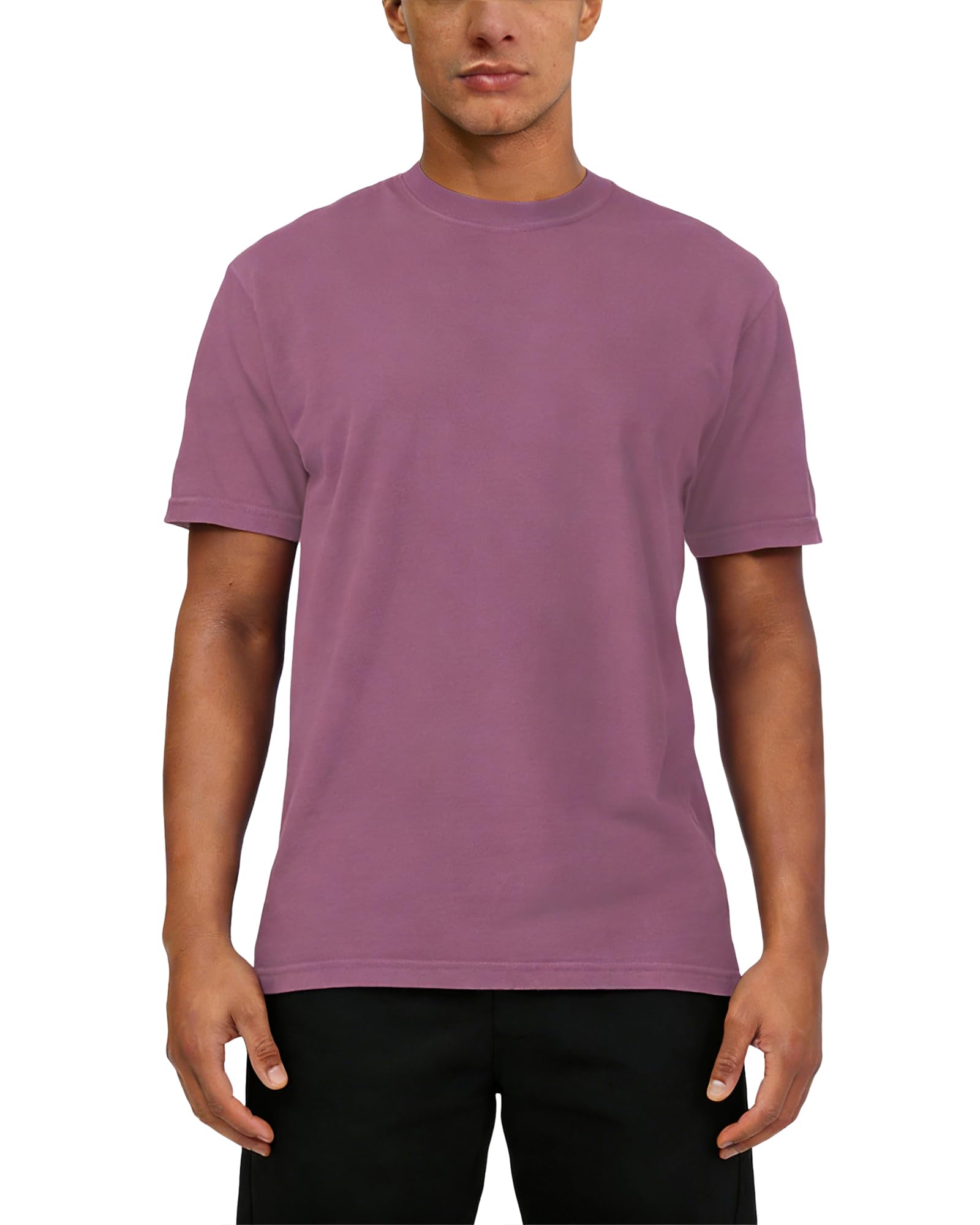 100% Cotton Men's Plain Short Sleeve Crew Neck T-Shirt, Regular Fit Casual T Shirt Tops, Basic Tees, Tshirt