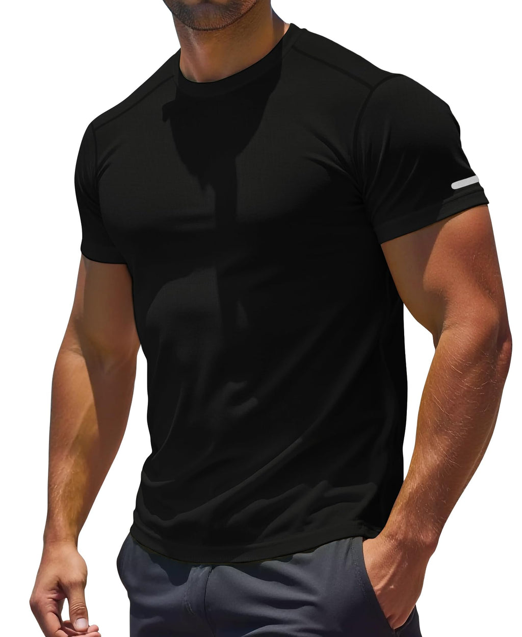 Men’s Short Sleeve Quick Dry Moisture Wicking Active Crew Neck T Shirt - Athletic Running Gym Workout Tee Tops