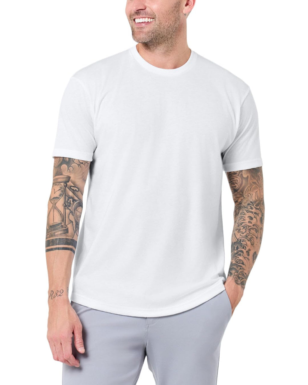 INTO THE AM Mens T Shirts Soft Cotton Blend Crew Neck Tee S - 4XL Athletic Fit Plain Casual T-Shirt for Men