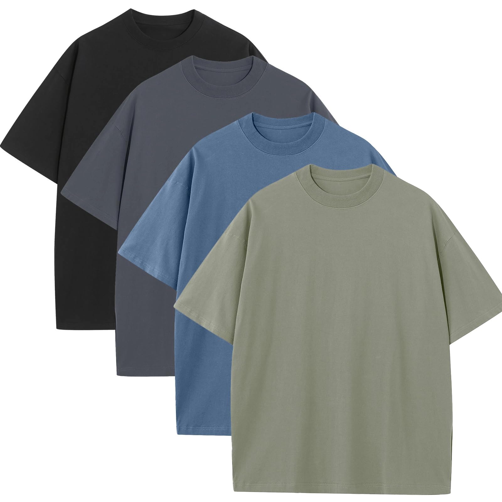 Mens Oversized T-Shirts Fashion Loose Fit Crewneck Tshirt Streetwear Heavyweight Short Sleeve Gym Workout Tops