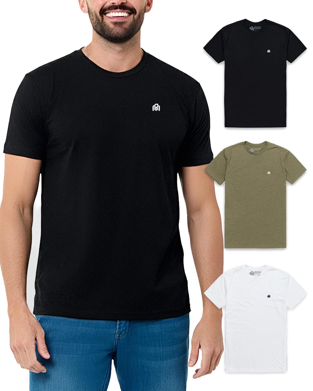 INTO THE AM Mens T Shirts Soft Cotton Blend Crew Neck Tee S - 4XL Athletic Fit Plain Casual T-Shirt for Men
