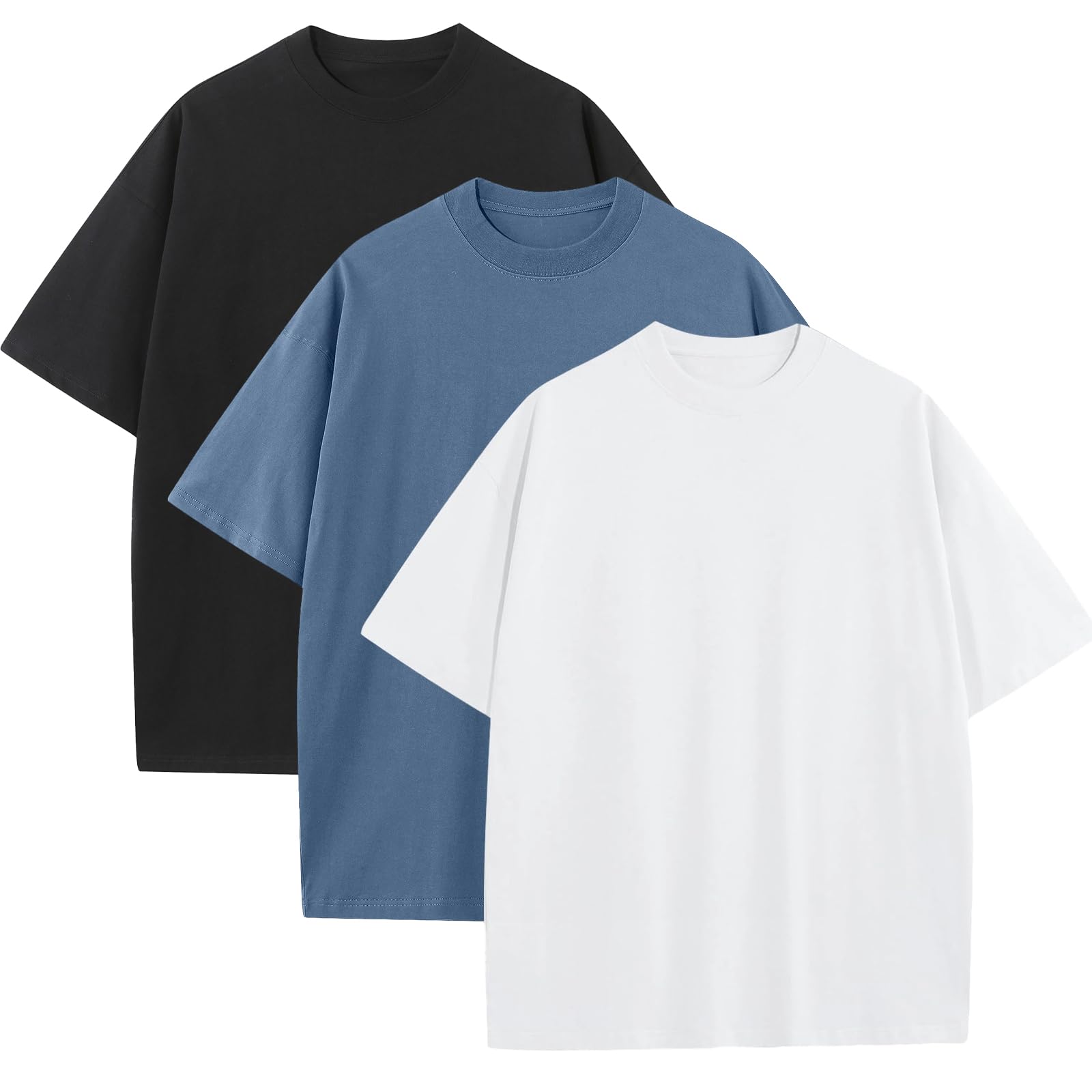 Mens Oversized T-Shirts Fashion Loose Fit Crewneck Tshirt Streetwear Heavyweight Short Sleeve Gym Workout Tops