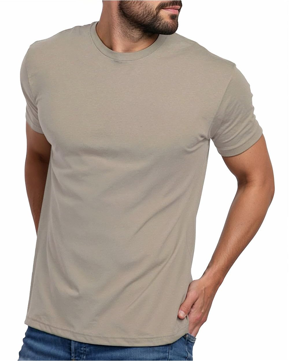 INTO THE AM Mens T Shirts Soft Cotton Blend Crew Neck Tee S - 4XL Athletic Fit Plain Casual T-Shirt for Men