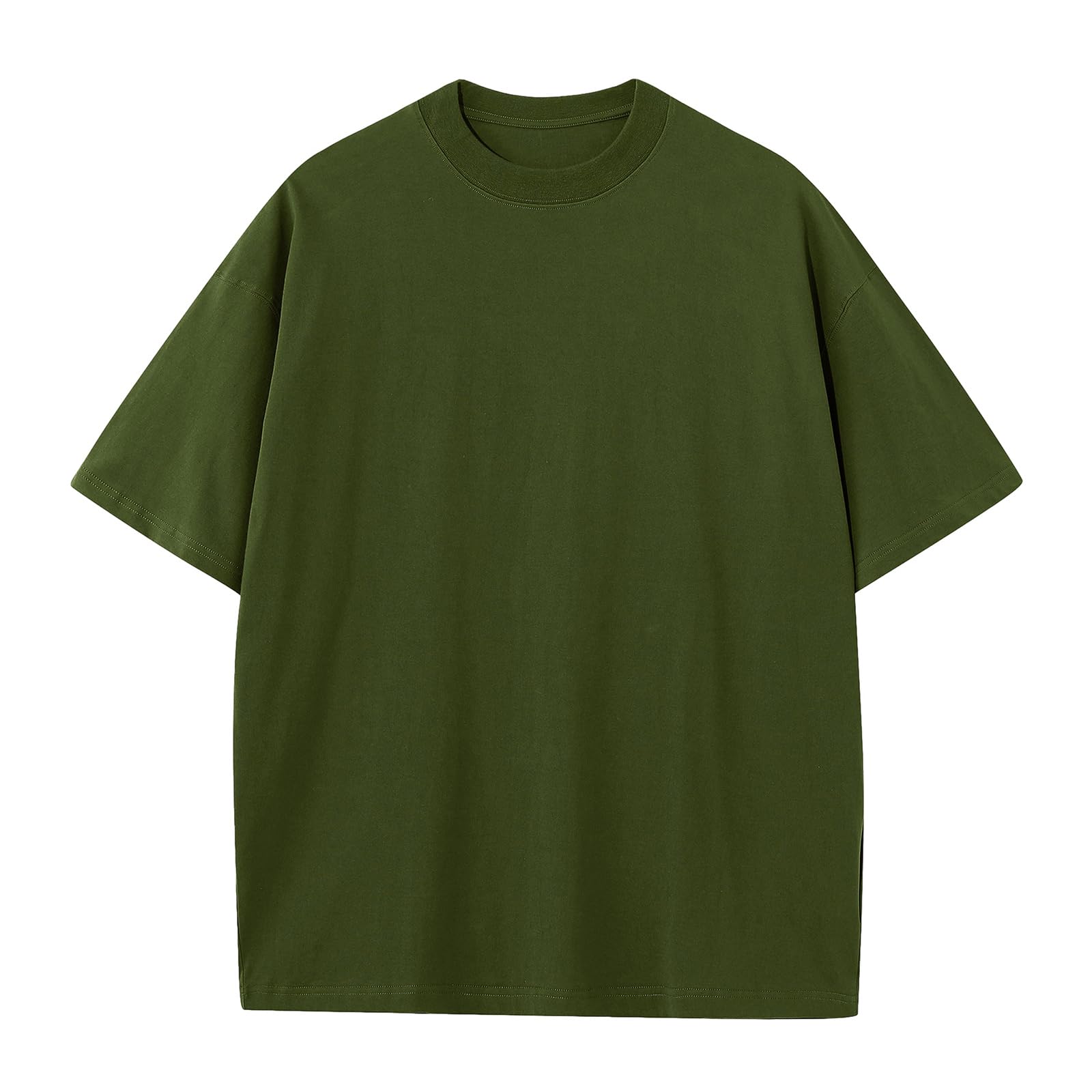 KEEPSHOWING Men's Cotton T-Shirts Oversized Unisex Short Sleeve Crew Neck Loose Basic Tops Solid Athletic Tee
