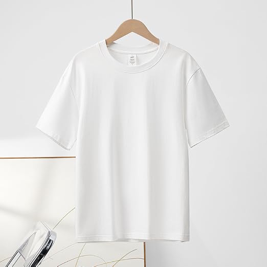 100% Cotton Men's Plain Short Sleeve Crew Neck T-Shirt, Regular Fit Casual T Shirt Tops, Basic Tees, Tshirt