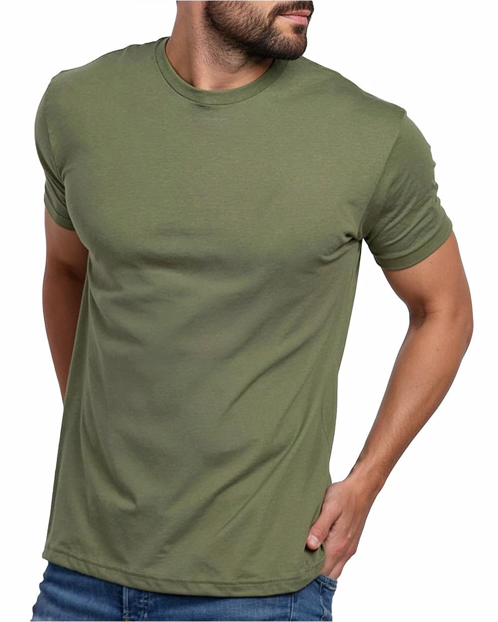 INTO THE AM Mens T Shirts Soft Cotton Blend Crew Neck Tee S - 4XL Athletic Fit Plain Casual T-Shirt for Men