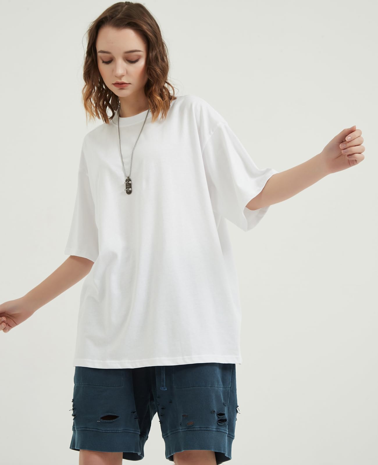 Mens Oversized T-Shirts Fashion Loose Fit Crewneck Tshirt Streetwear Heavyweight Short Sleeve Gym Workout Tops