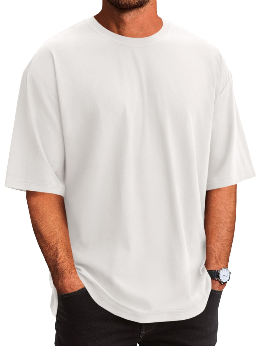 Mens Oversized T-Shirts Fashion Loose Fit Crewneck Tshirt Streetwear Heavyweight Short Sleeve Gym Workout Tops