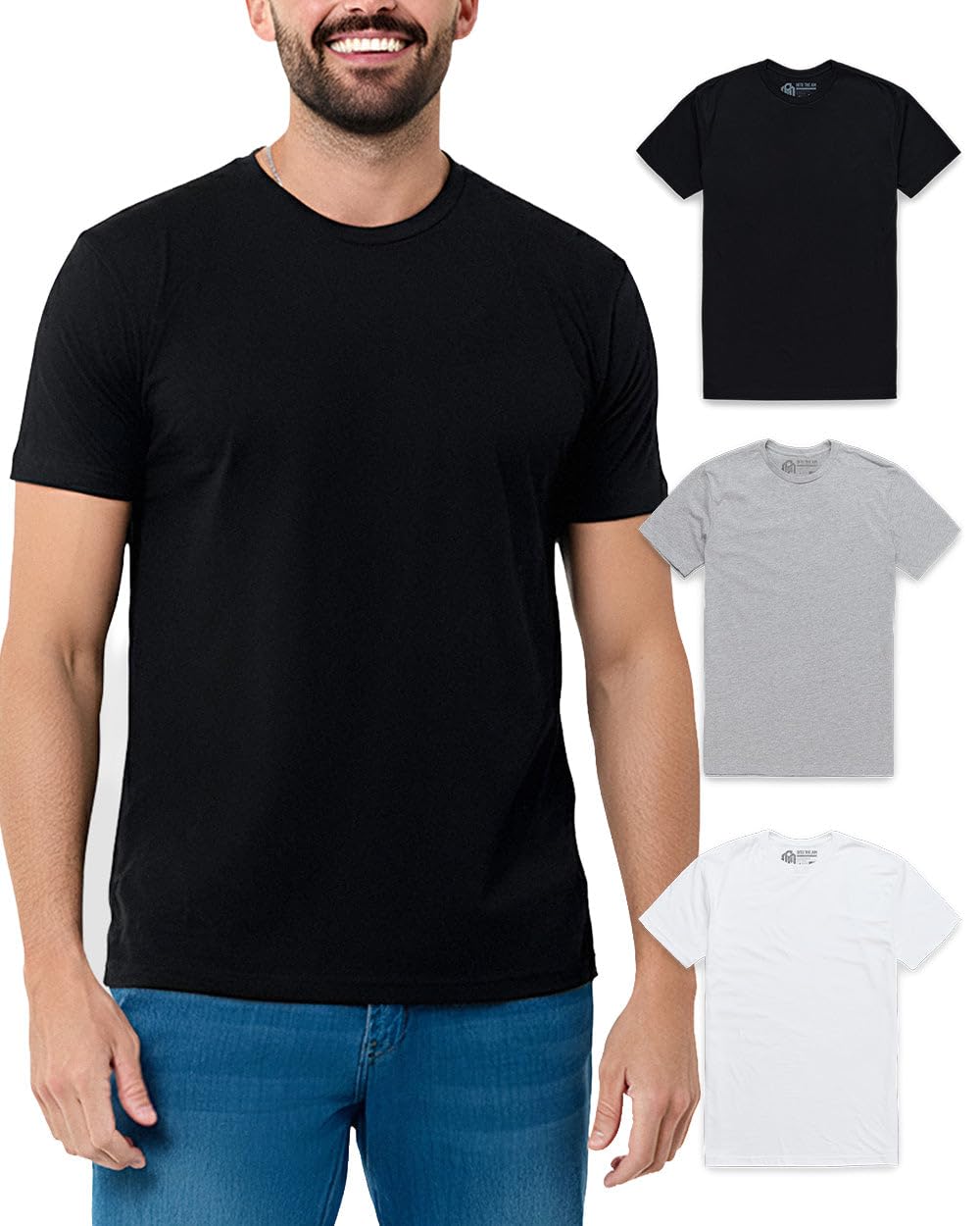 INTO THE AM Mens T Shirts Soft Cotton Blend Crew Neck Tee S - 4XL Athletic Fit Plain Casual T-Shirt for Men