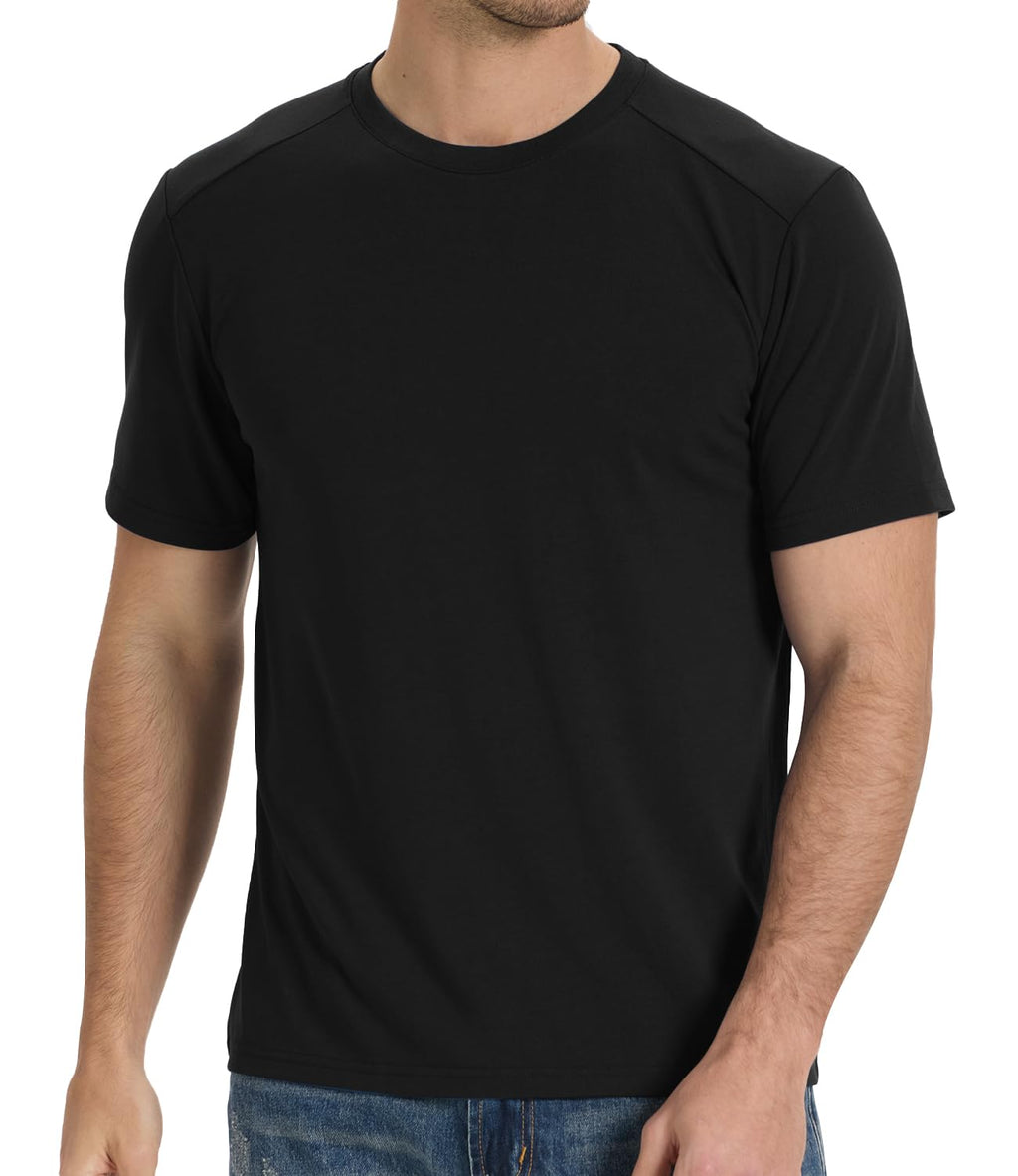 Pioneer Camp Mens Bamboo Viscose T Shirt Ultra Soft Plain Tshirts for Men Cooling Crew Neck Casual Basic Tee Shirt Undershirt