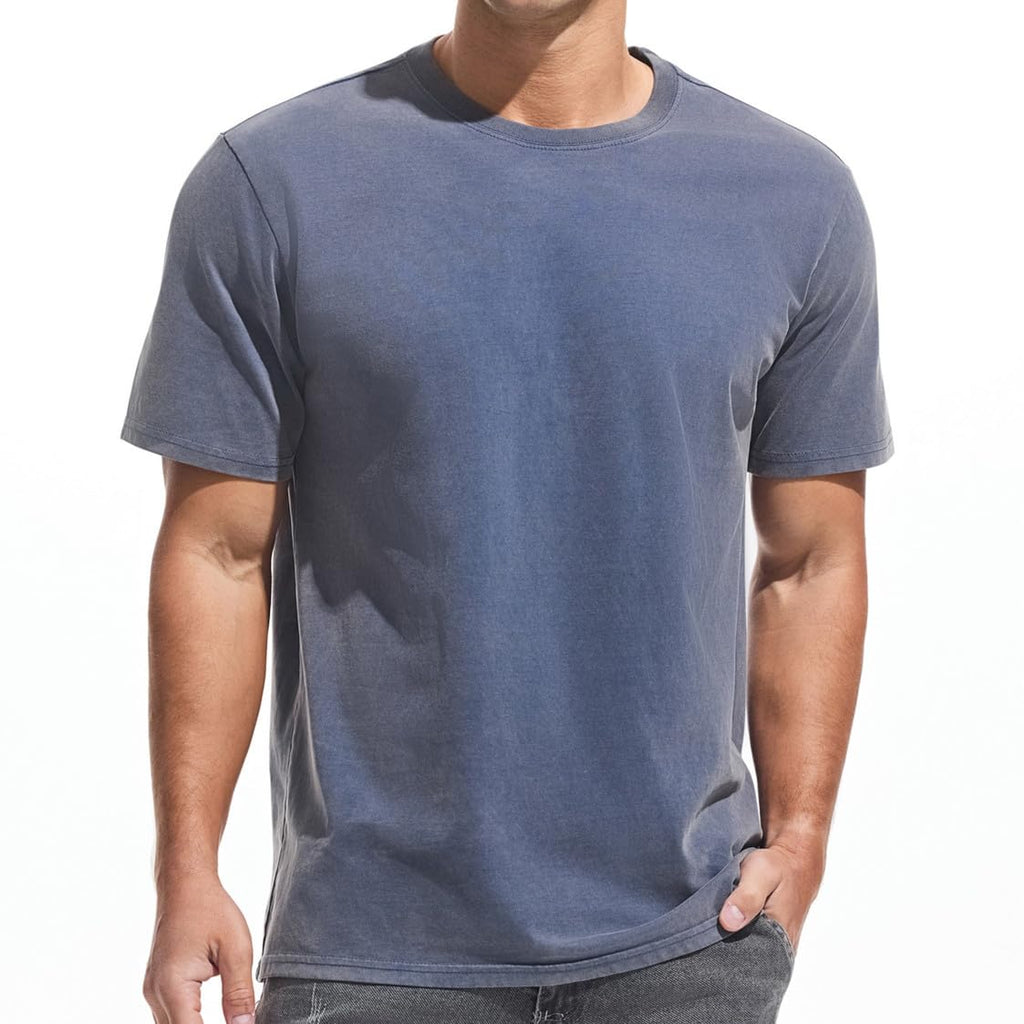 VEIISAR Men's Heavy Weight Crew Neck T-Shirt Mens Premium Cotton Tee - Pre Shrunk S-3XL