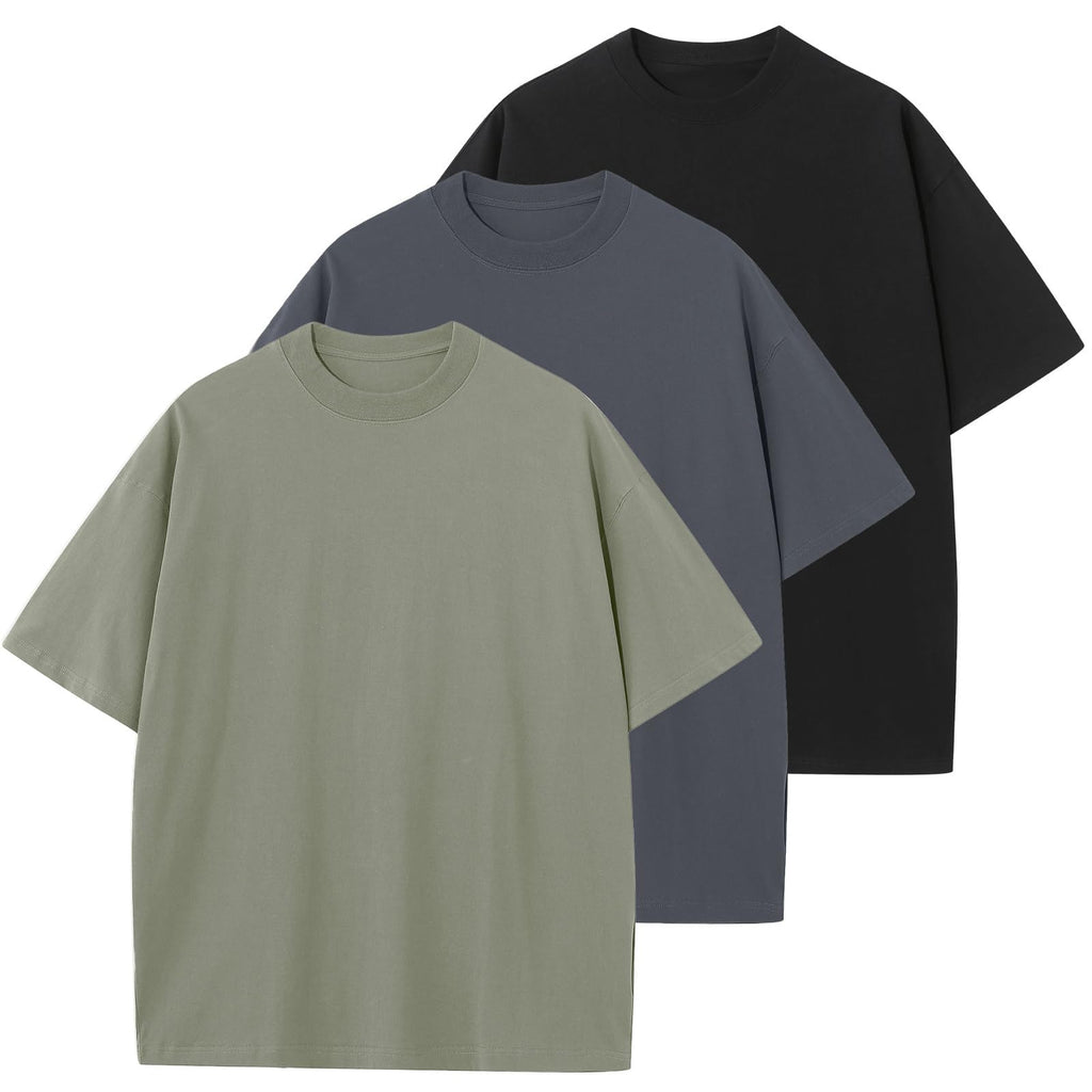 KEEPSHOWING Men's Cotton T-Shirts Oversized Unisex Short Sleeve Crew Neck Loose Basic Tops Solid Athletic Tee