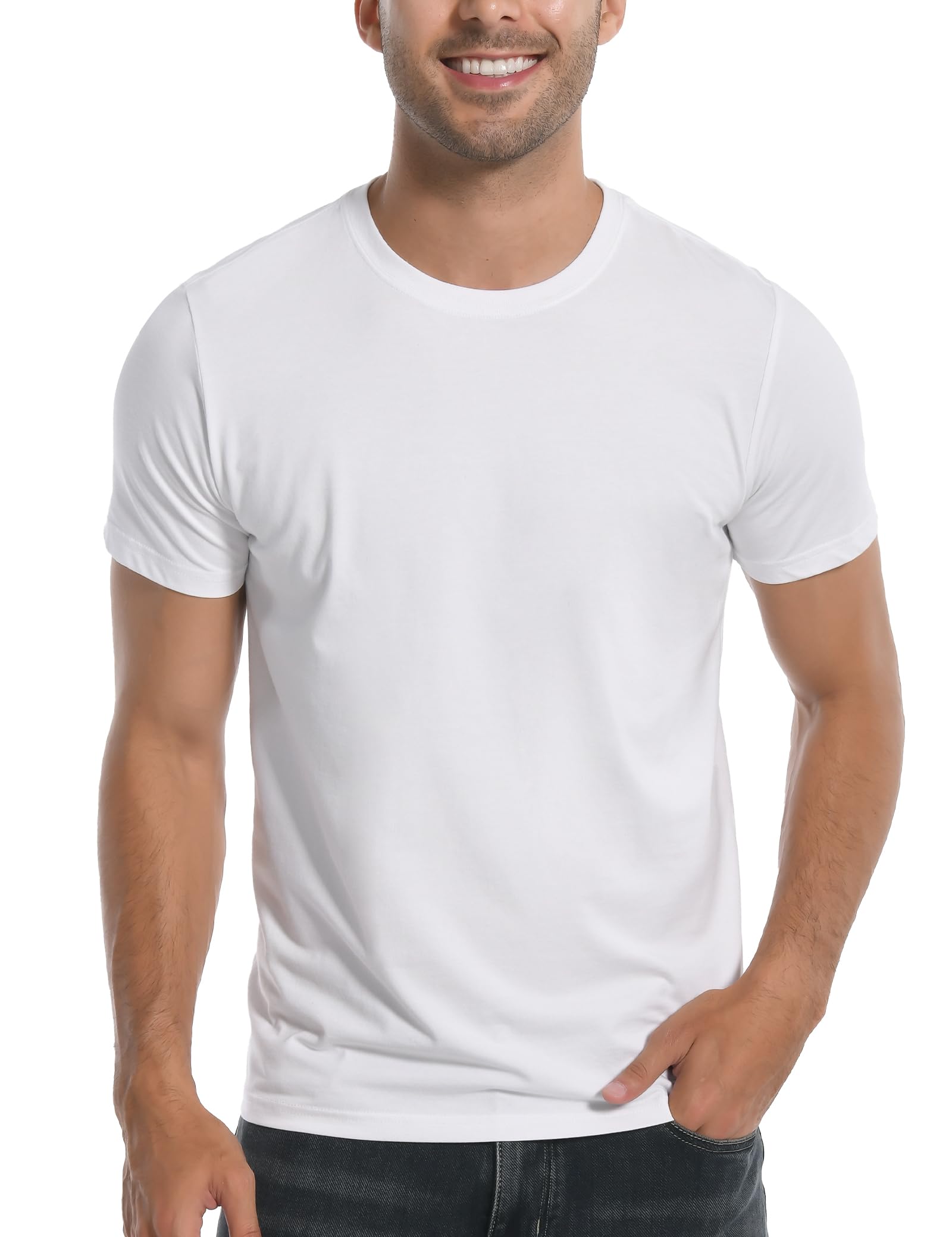 Pioneer Camp Mens Bamboo Viscose T Shirt Ultra Soft Plain Tshirts for Men Cooling Crew Neck Casual Basic Tee Shirt Undershirt
