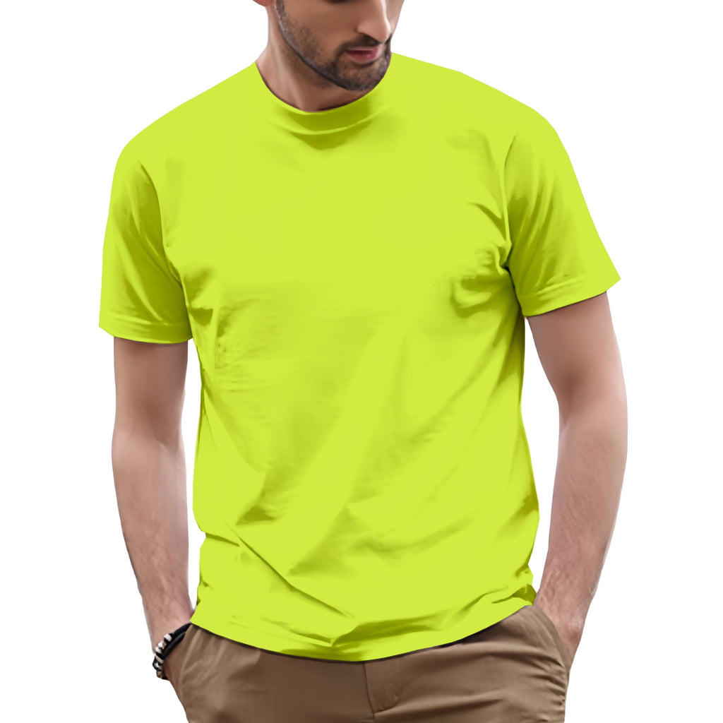 100% Cotton Men's Plain Short Sleeve Crew Neck T-Shirt, Regular Fit Casual T Shirt Tops, Basic Tees, Tshirt