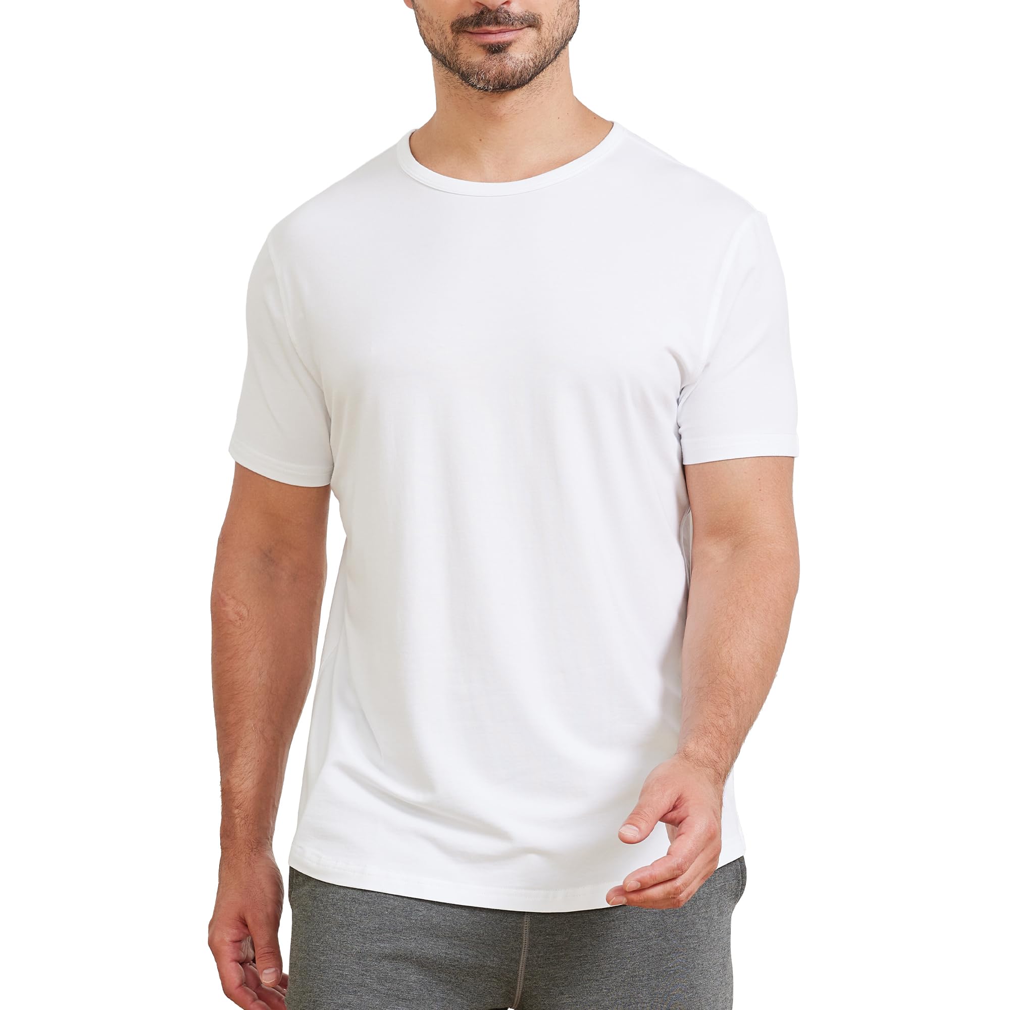Pioneer Camp Mens Bamboo Viscose T Shirt Ultra Soft Plain Tshirts for Men Cooling Crew Neck Casual Basic Tee Shirt Undershirt