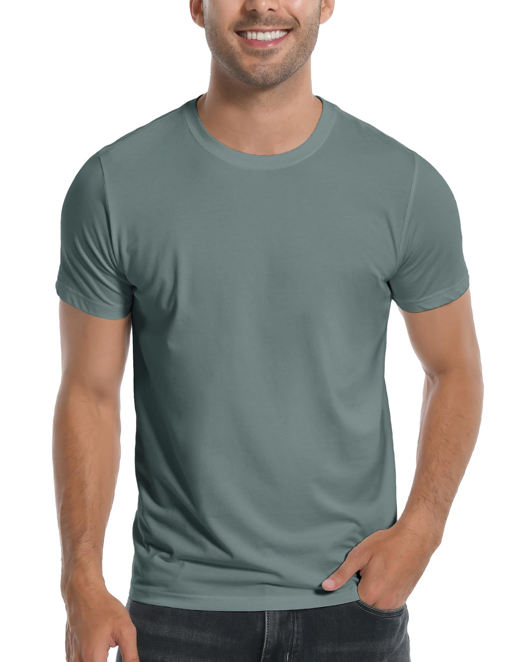 Pioneer Camp Mens Bamboo Viscose T Shirt Ultra Soft Plain Tshirts for Men Cooling Crew Neck Casual Basic Tee Shirt Undershirt