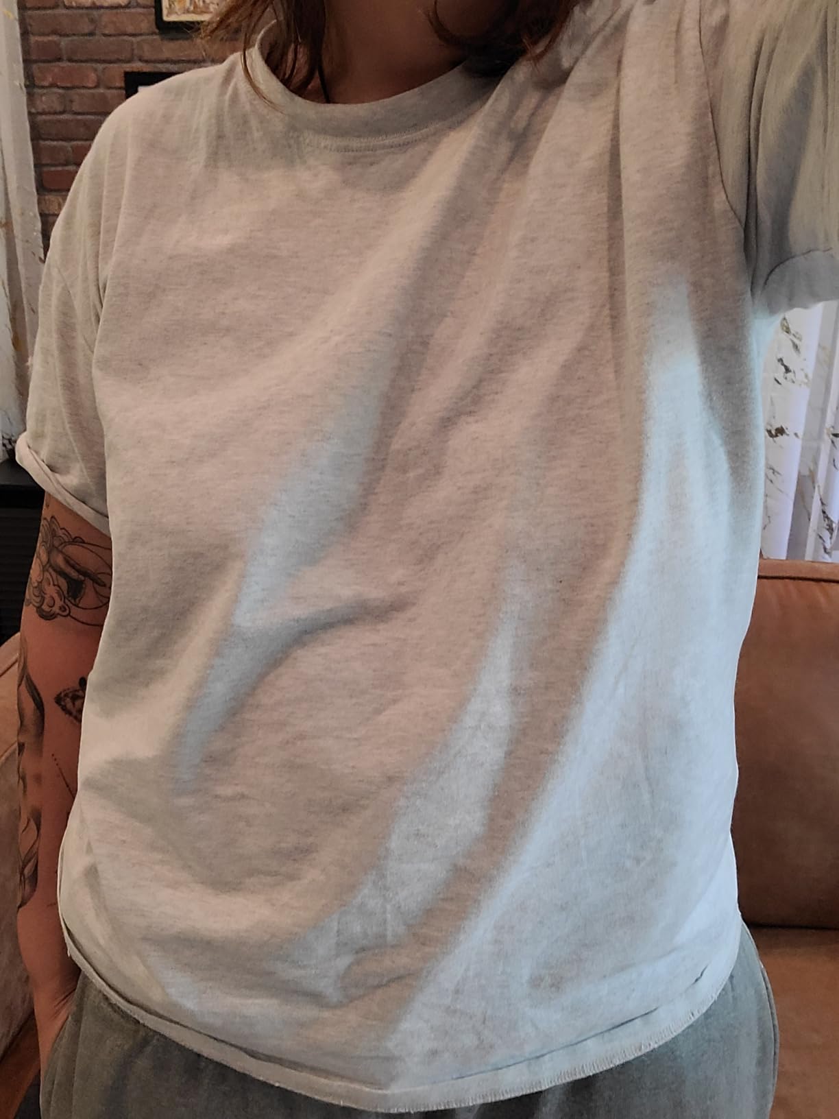 KEEPSHOWING Men's Cotton T-Shirts Oversized Unisex Short Sleeve Crew Neck Loose Basic Tops Solid Athletic Tee