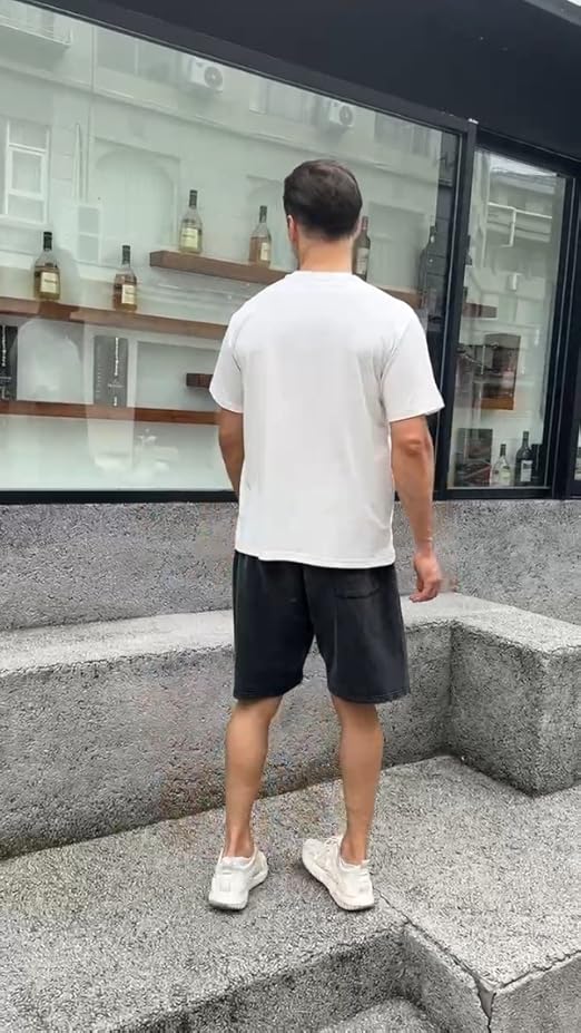 Mens Oversized T-Shirts Fashion Loose Fit Crewneck Tshirt Streetwear Heavyweight Short Sleeve Gym Workout Tops