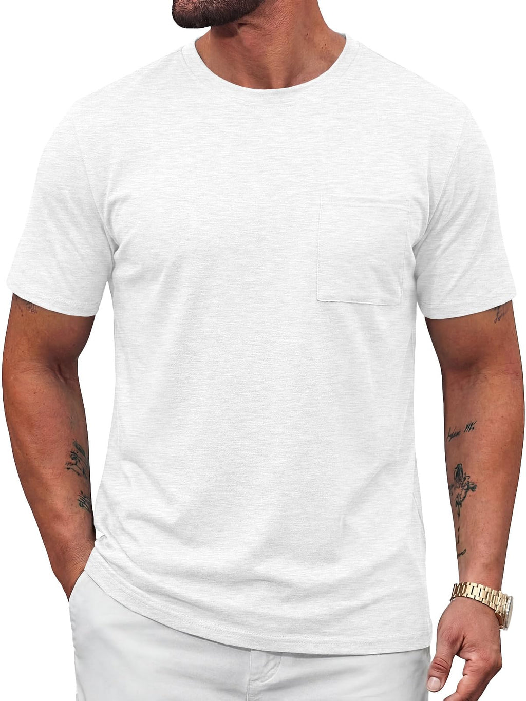 100% Cotton Men's Plain Short Sleeve Crew Neck T-Shirt, Regular Fit Casual T Shirt Tops, Basic Tees, Tshirt