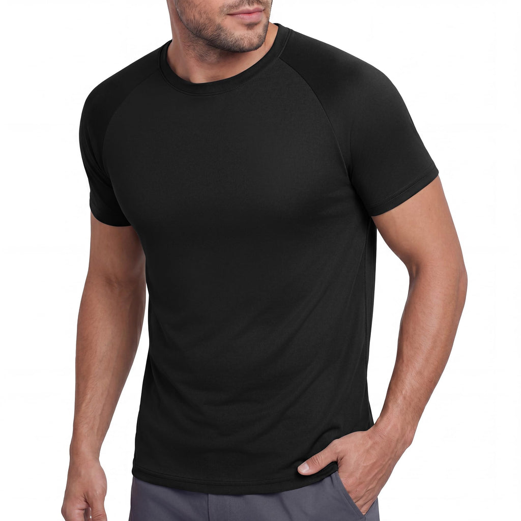 Men’s Short Sleeve Quick Dry Moisture Wicking Active Crew Neck T Shirt - Athletic Running Gym Workout Tee Tops