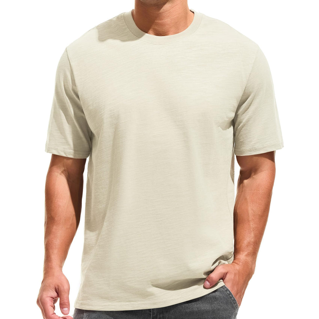 VEIISAR Men's Heavy Weight Crew Neck T-Shirt Mens Premium Cotton Tee - Pre Shrunk S-3XL