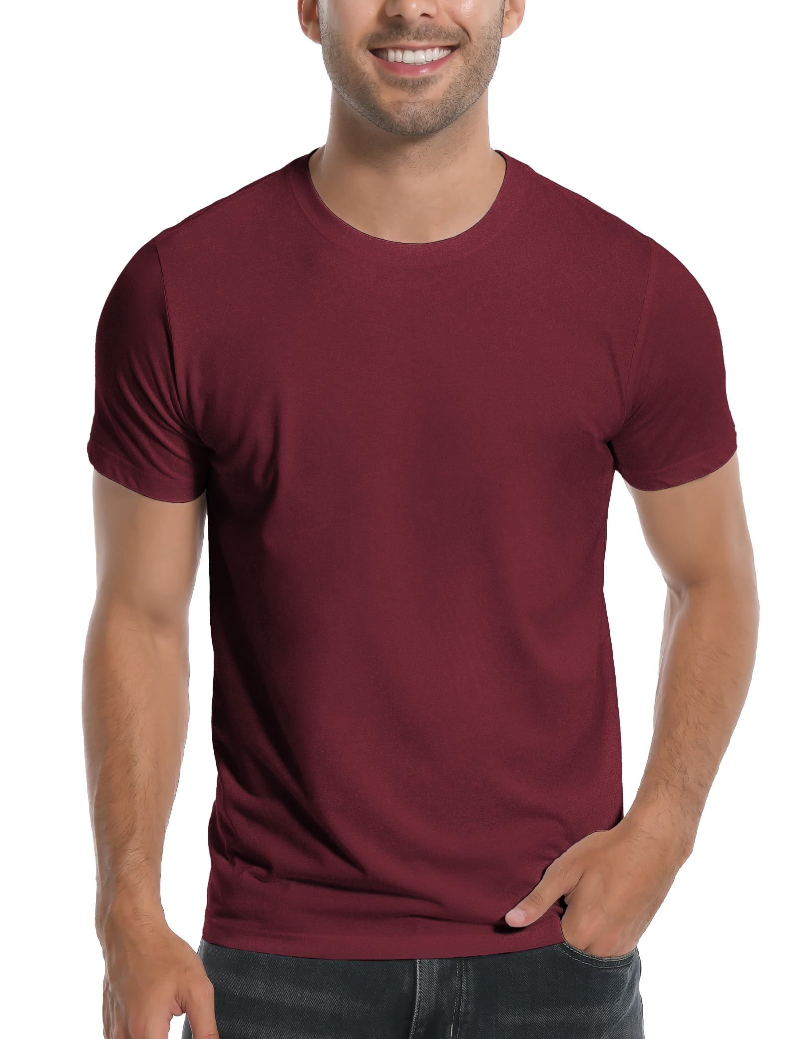 Pioneer Camp Mens Bamboo Viscose T Shirt Ultra Soft Plain Tshirts for Men Cooling Crew Neck Casual Basic Tee Shirt Undershirt