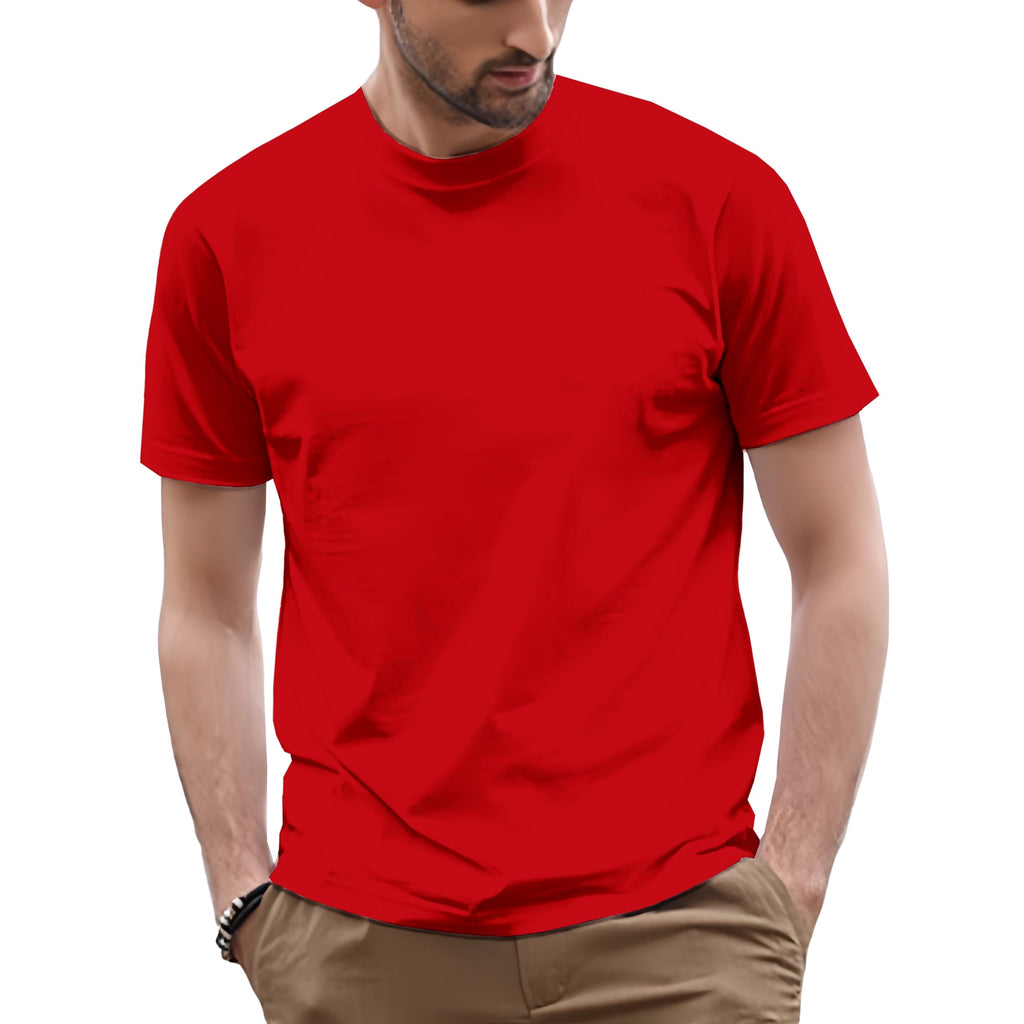 100% Cotton Men's Plain Short Sleeve Crew Neck T-Shirt, Regular Fit Casual T Shirt Tops, Basic Tees, Tshirt