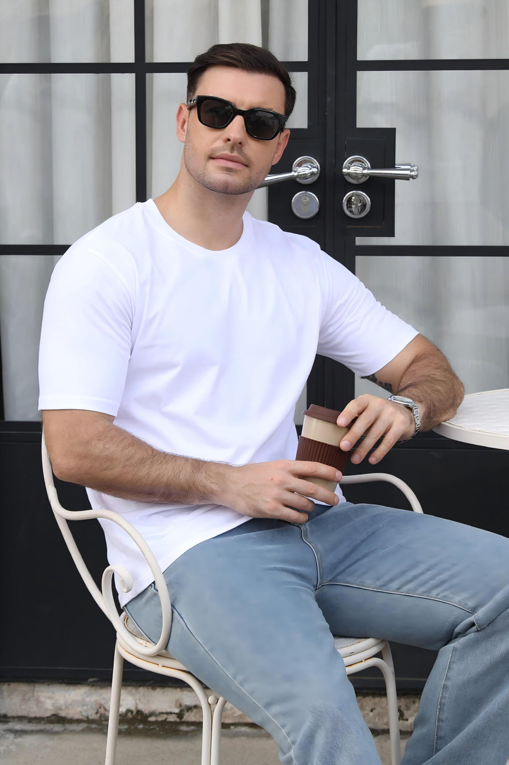 100% Cotton Men's Plain Short Sleeve Crew Neck T-Shirt, Regular Fit Casual T Shirt Tops, Basic Tees, Tshirt